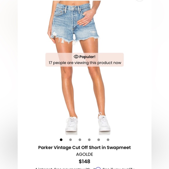 Agolde Parker Cut Off Jean Shorts - Light Blue